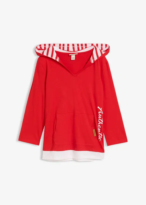 T-shirt &agrave; capuche, manches 3/4, 100% coton, bonprix