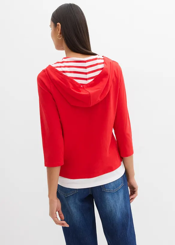 T-shirt &agrave; capuche, manches 3/4, 100% coton, bonprix