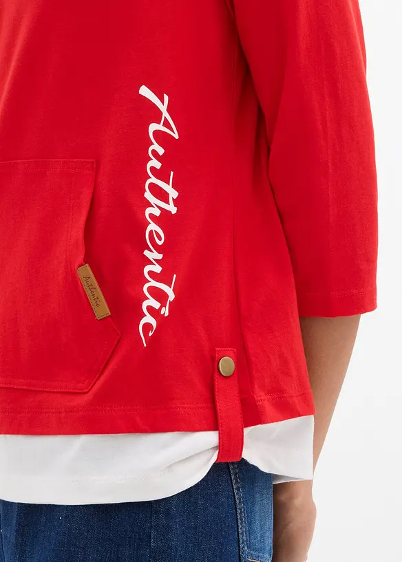 T-shirt &agrave; capuche, manches 3/4, 100% coton, bonprix