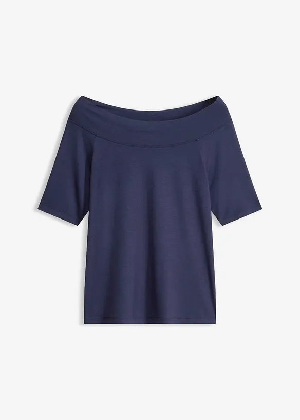 T-shirt encolure Bardot en viscose extensible, bonprix