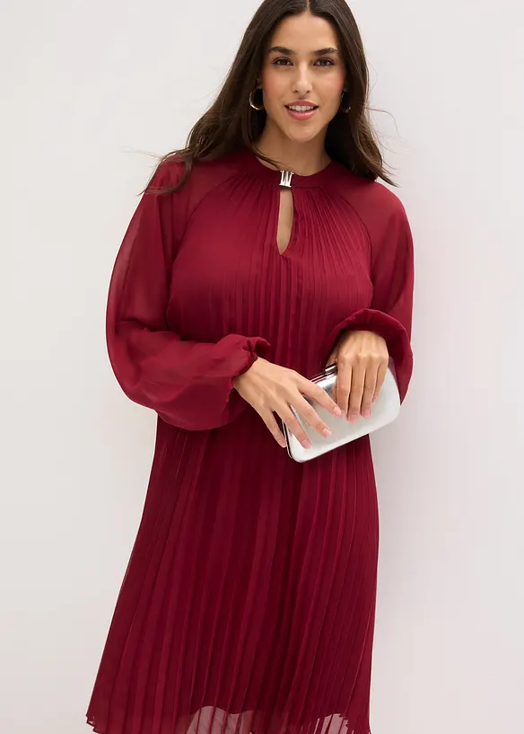 Robe courte pliss&eacute;e en mousseline, bonprix