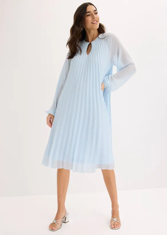 Robe courte pliss&eacute;e en mousseline, bonprix