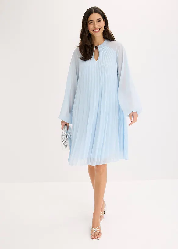 Robe courte pliss&eacute;e en mousseline, bonprix