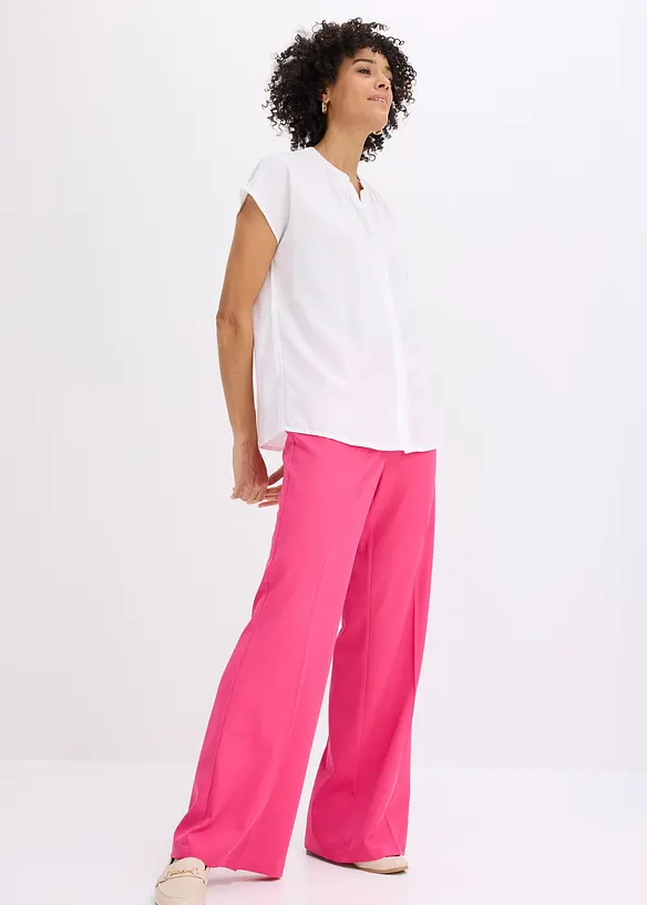 Pantalon large &agrave; pinces et taille &eacute;lastiqu&eacute;e, bonprix