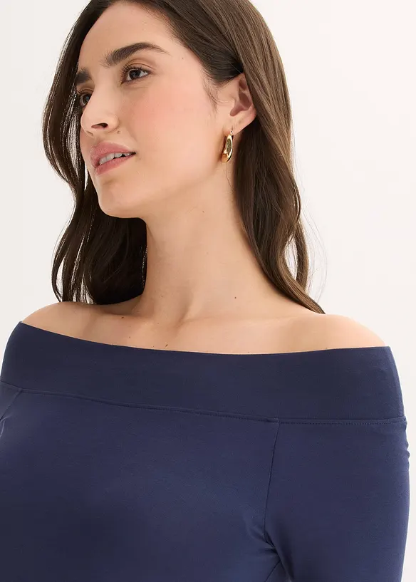 T-shirt encolure Bardot en viscose extensible, bonprix