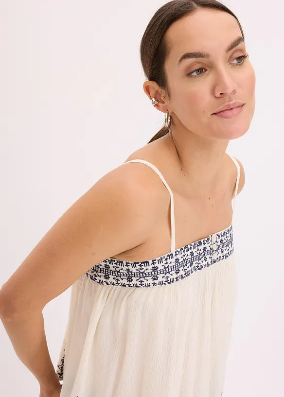 Top brod&eacute; &agrave; fines bretelles, bonprix