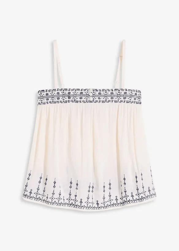 Top brod&eacute; &agrave; fines bretelles, bonprix