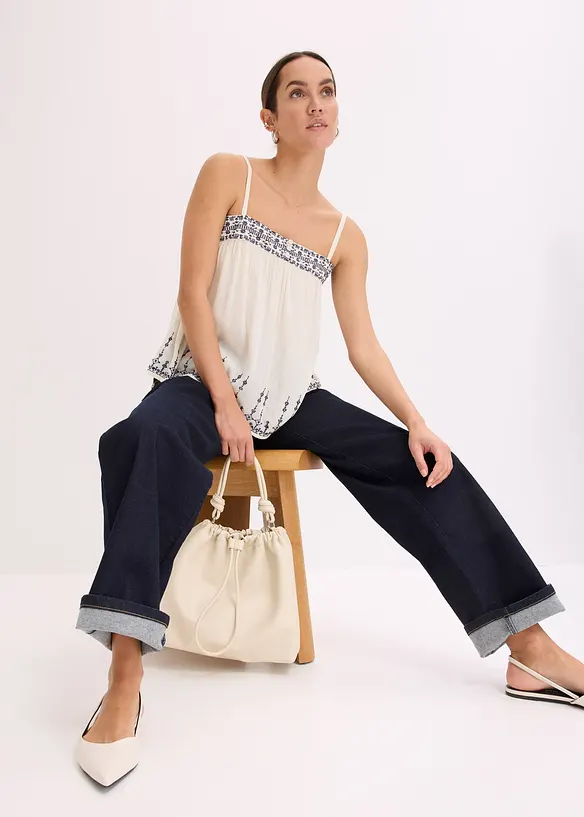 Top brod&eacute; &agrave; fines bretelles, bonprix