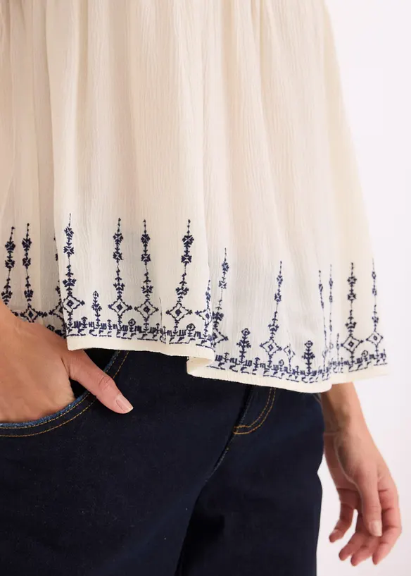 Top brod&eacute; &agrave; fines bretelles, bonprix