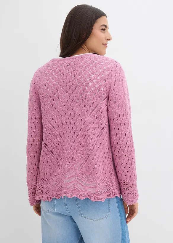 Cardigan ajour&eacute; 100% coton, bonprix