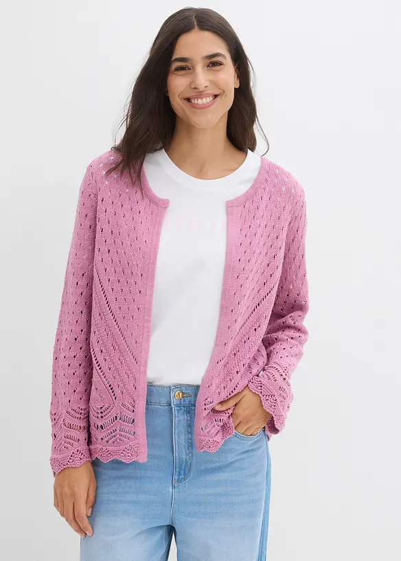 Cardigan ajour&eacute; 100% coton, bonprix