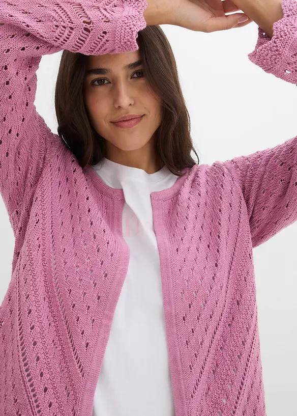 Cardigan ajour&eacute; 100% coton, bonprix