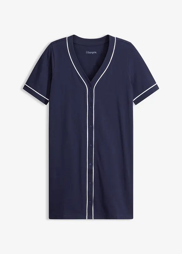 Chemise de nuit courte et boutonn&eacute;e 100% coton, bonprix