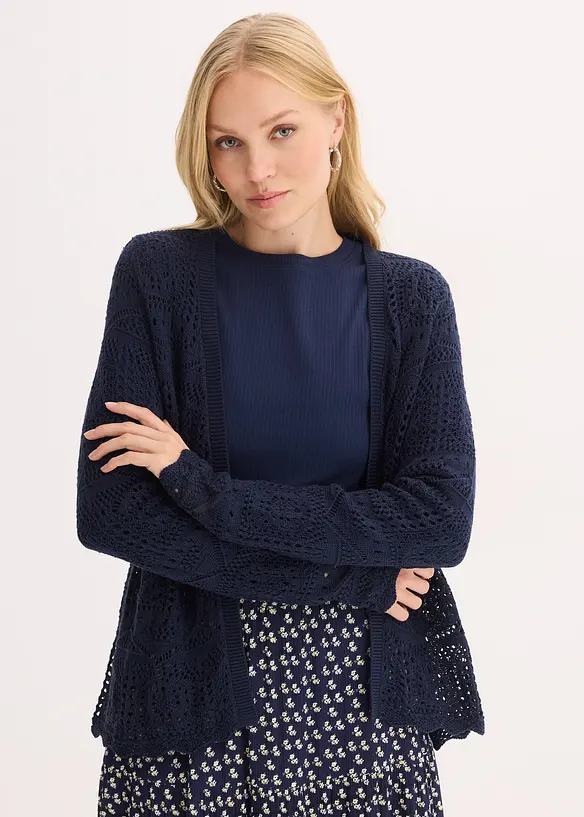 Gilet en maille ajour&eacute;e, bonprix