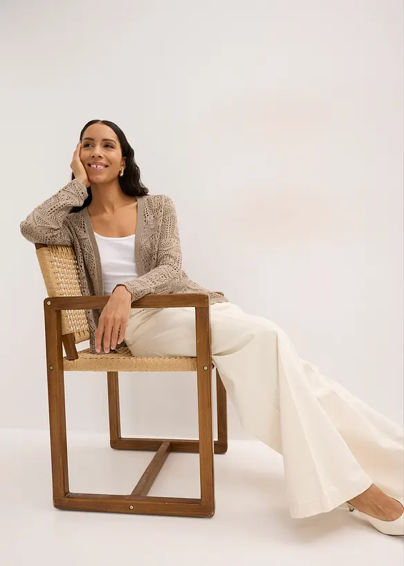 Gilet en maille ajour&eacute;e, bonprix