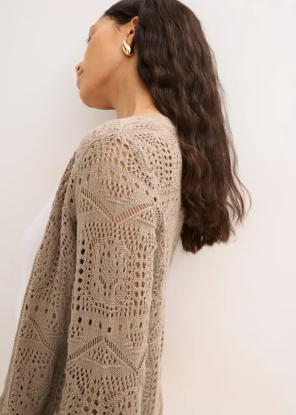 Gilet en maille ajour&eacute;e, bonprix