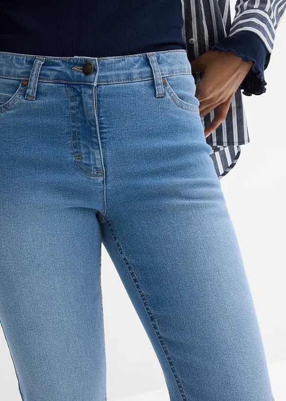 Jean droit taille mi-haute, extensible, bonprix