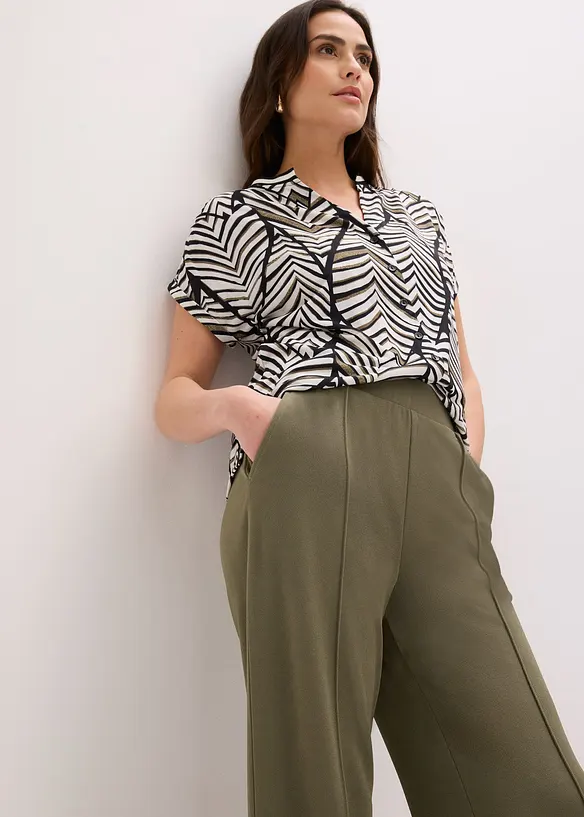 Pantalon &eacute;lastiqu&eacute; en interlock &eacute;pais, bonprix