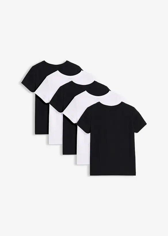 Lot de 5 T-shirts en coton extensible, bonprix
