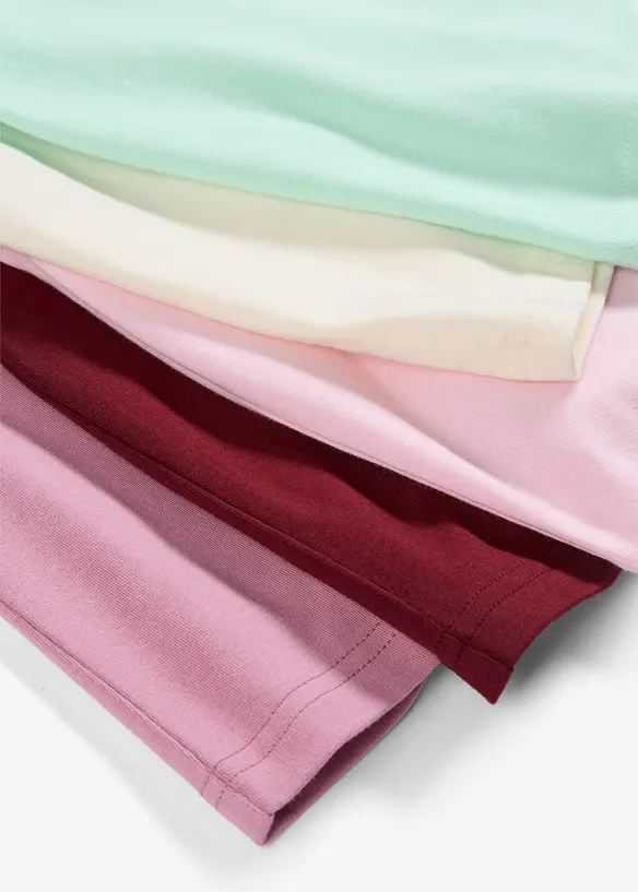 Lot de 5 T-shirts en coton extensible, bonprix