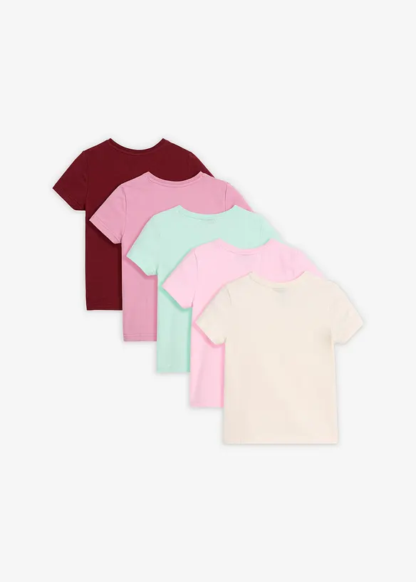 Lot de 5 T-shirts en coton extensible, bonprix