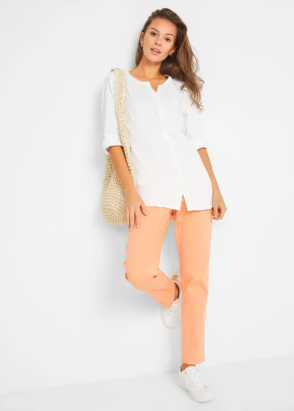 Chemisier en lin m&eacute;lang&eacute;, manches 3/4, bonprix