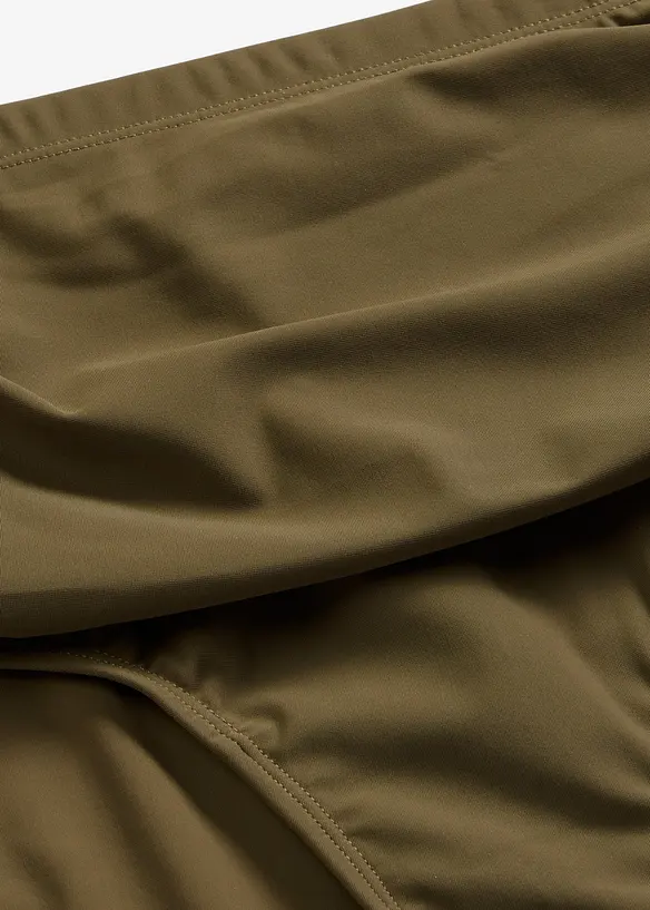 Bas de bikini taille haute sculptant &agrave; fronces, maintien l&eacute;ger, bonprix