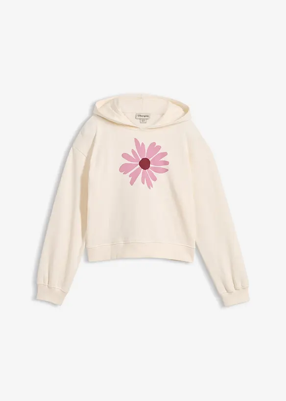 Sweat court &agrave; capuche 100% coton, bonprix