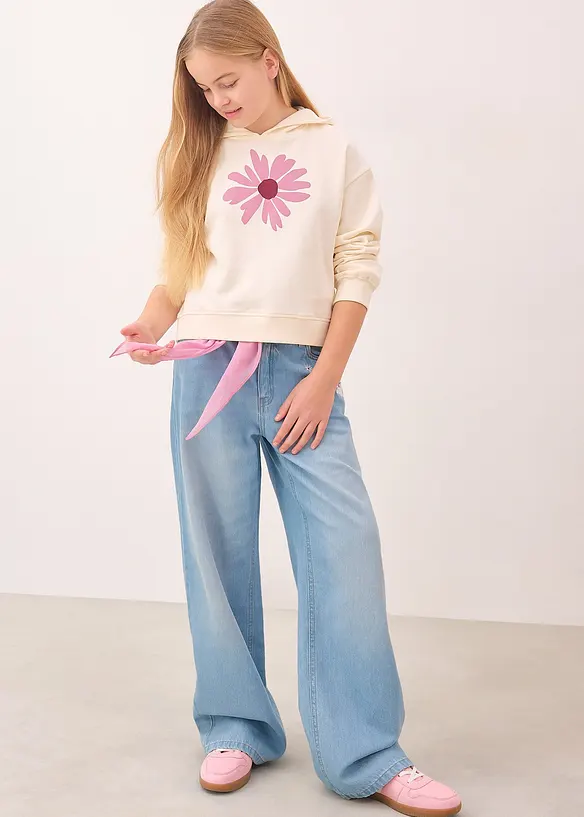 Sweat court &agrave; capuche 100% coton, bonprix