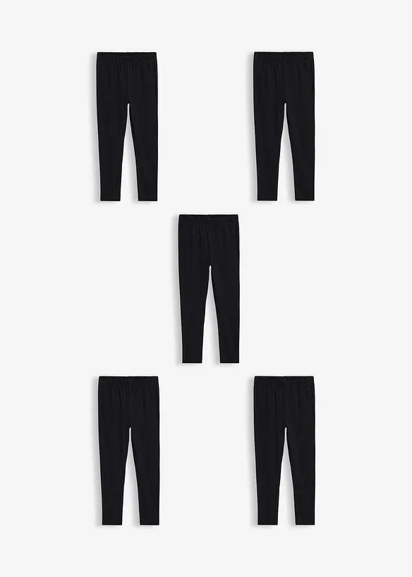 Lot de 5 leggings en coton extensible, bonprix