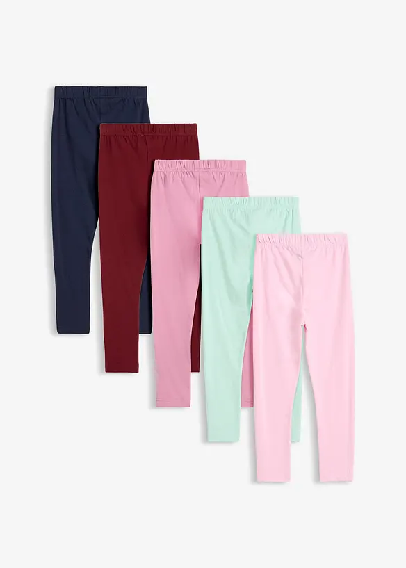 Lot de 5 leggings en coton extensible, bonprix