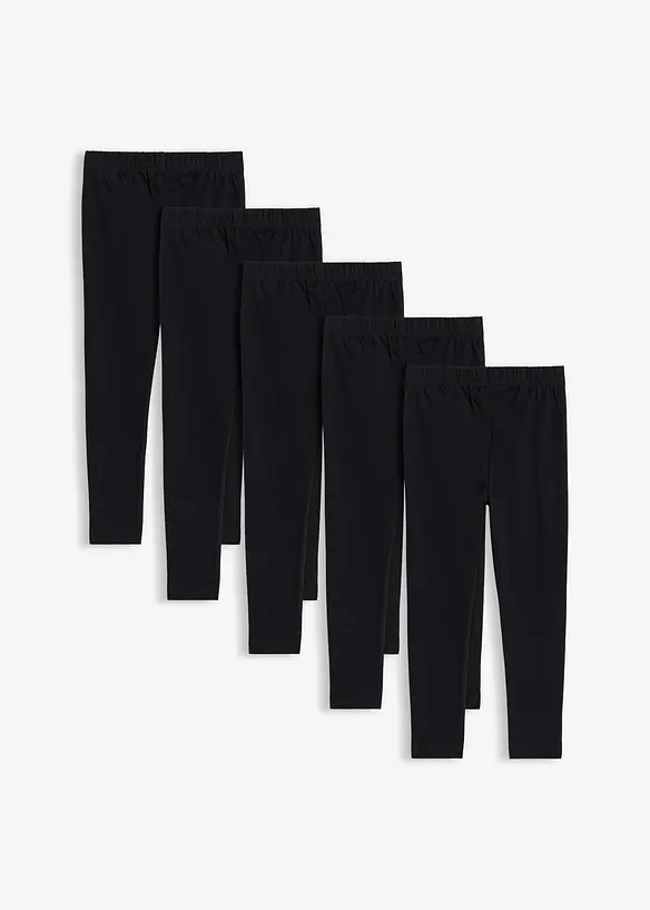 Lot de 5 leggings en coton extensible, bonprix