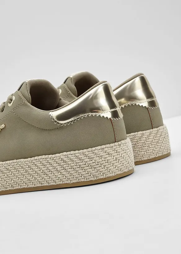 Sneakers Tamaris &agrave; plateforme effet raphia, Tamaris