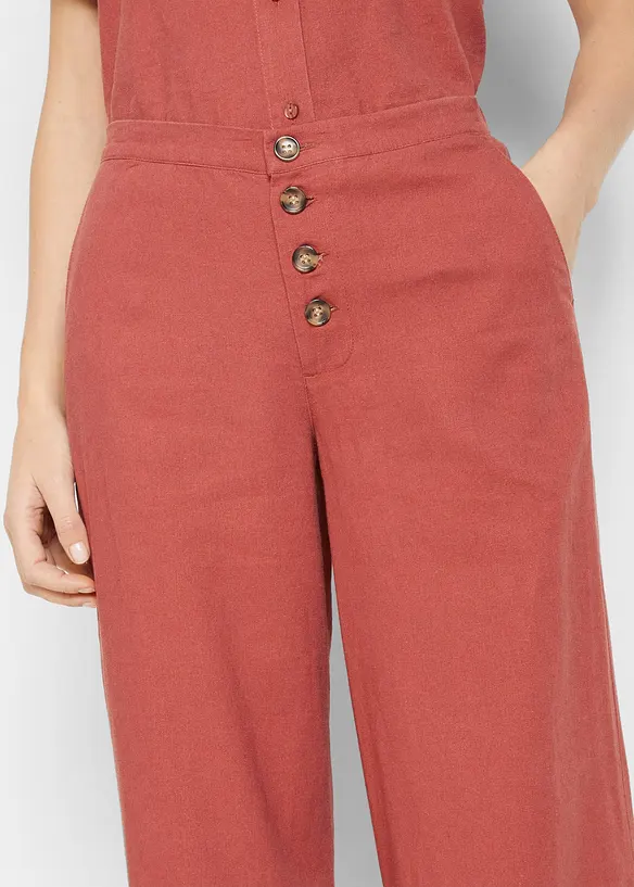 Pantalon palazzo en lin m&eacute;lang&eacute;, bonprix