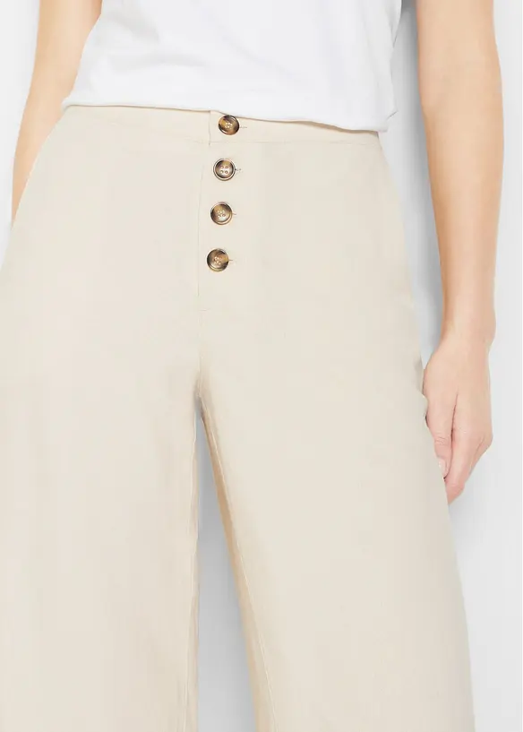 Pantalon palazzo en lin m&eacute;lang&eacute;, bonprix