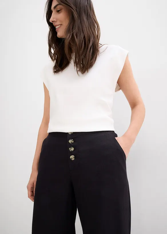 Pantalon palazzo en lin m&eacute;lang&eacute;, bonprix