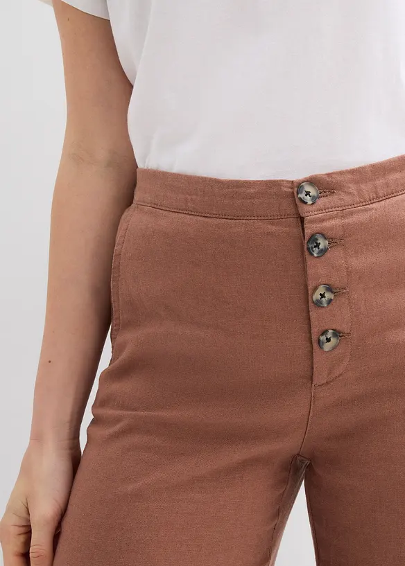 Pantalon palazzo en lin m&eacute;lang&eacute;, bonprix