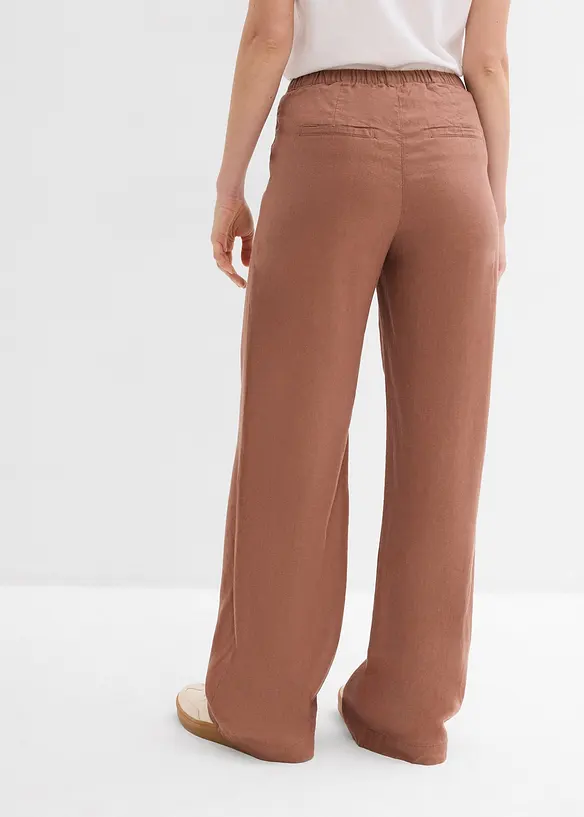 Pantalon palazzo en lin m&eacute;lang&eacute;, bonprix