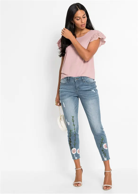 Jean skinny extensible &agrave; taille mi-haute, bonprix