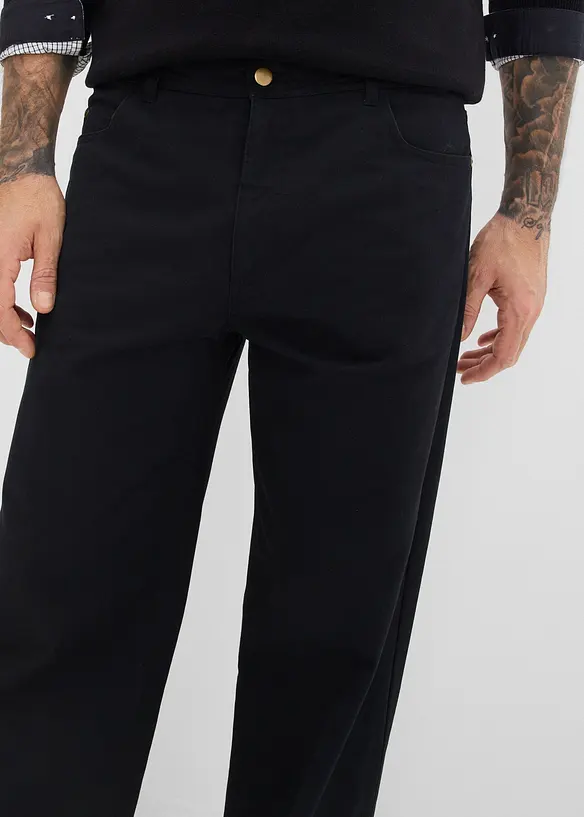 Pantalon loose en twill &agrave; taille &eacute;lastiqu&eacute;e, droit, bonprix