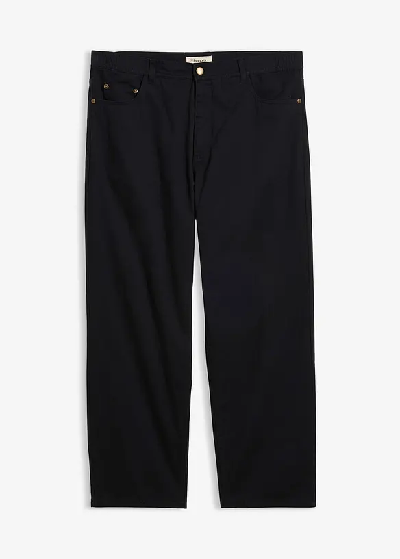 Pantalon loose en twill &agrave; taille &eacute;lastiqu&eacute;e, droit, bonprix