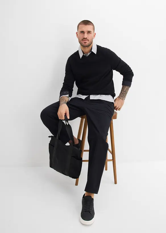 Pantalon loose en twill &agrave; taille &eacute;lastiqu&eacute;e, droit, bonprix