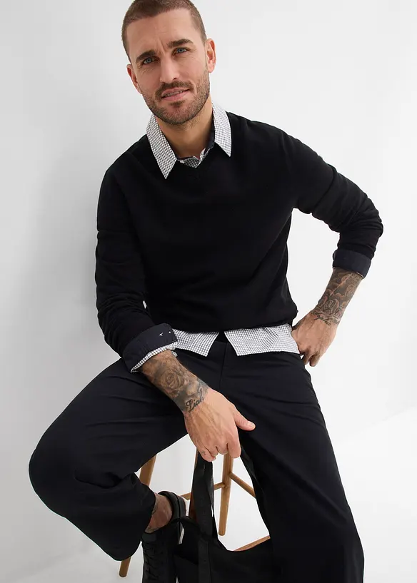 Pantalon loose en twill &agrave; taille &eacute;lastiqu&eacute;e, droit, bonprix