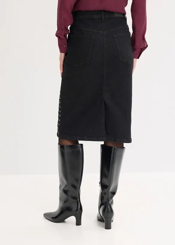 Jupe en jean avec strass, bonprix