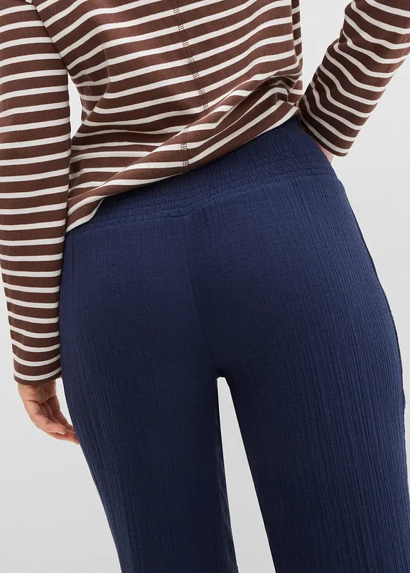 Pantalon en gaze de coton avec ceinture smock&eacute;e, bonprix