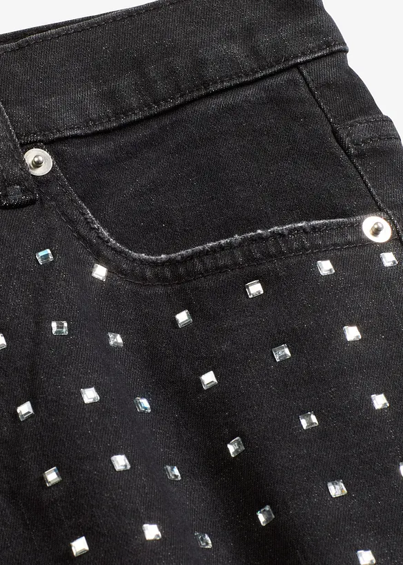 Jean large taille mi-haute avec strass, bonprix