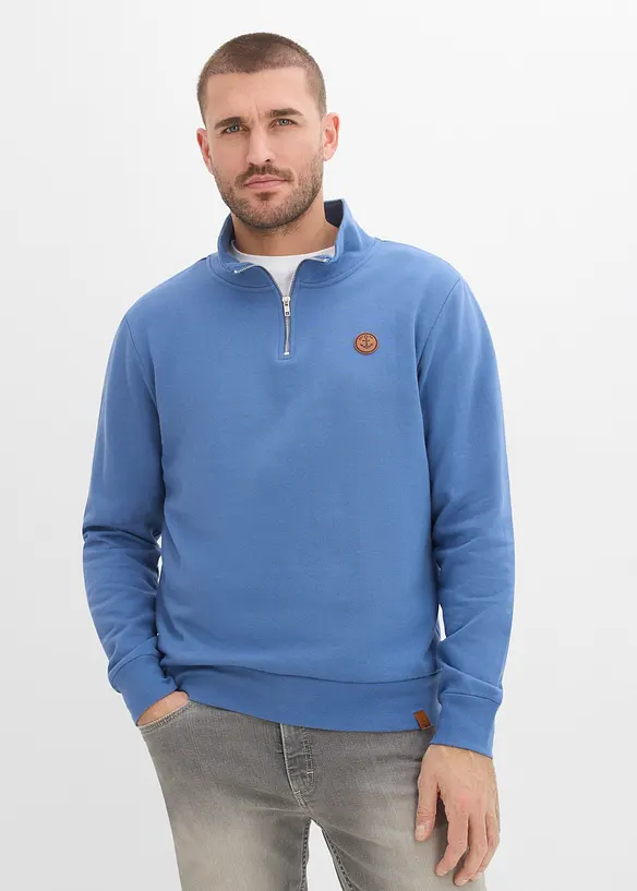 Sweat &agrave; col zipp&eacute; 100% coton, bonprix