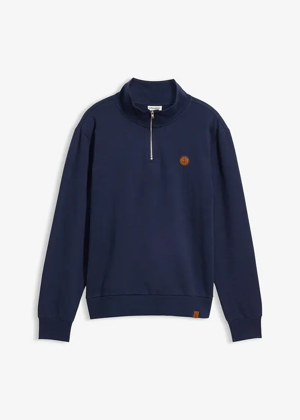 Sweat &agrave; col zipp&eacute; 100% coton, bonprix