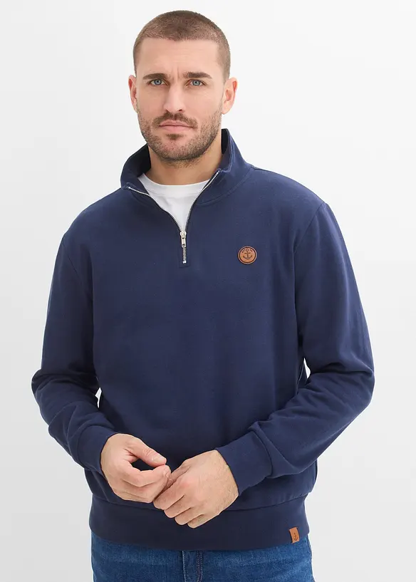 Sweat &agrave; col zipp&eacute; 100% coton, bonprix