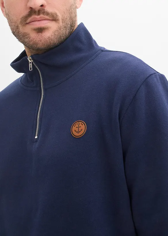 Sweat &agrave; col zipp&eacute; 100% coton, bonprix